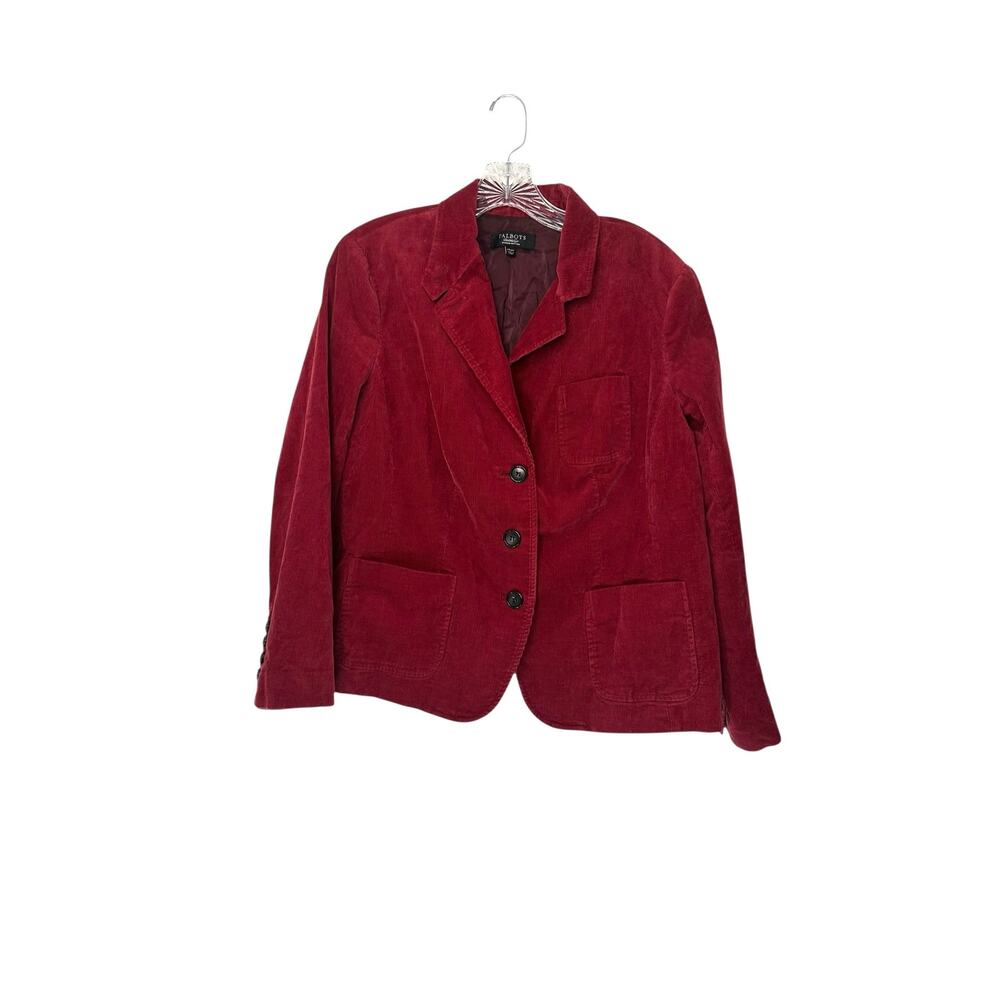 Talbots Blazer Burgundy Corduroy Office Work Career Business Size 14 Petite